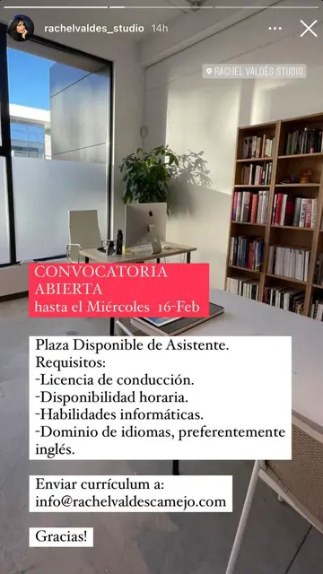 Oferta de trabajo de Rachel Valdés Rachel Valdés