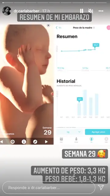 Carla Barber desvela cuántos kilos ha engordado en los siete meses de embarazo Carla Barber desvela cuántos kilos ha engordado en los siete meses de embarazo