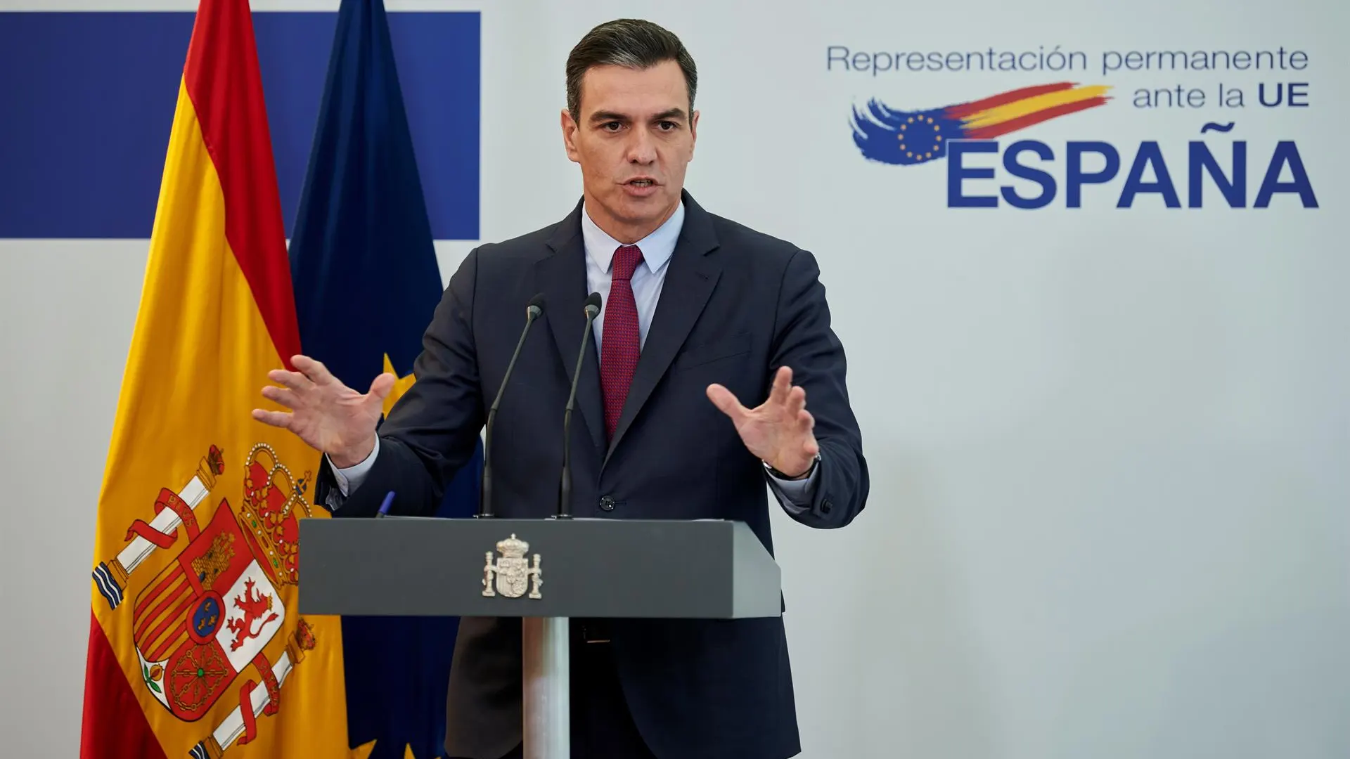 Pedro Sánchez en rueda de prensa en Bruselas Pedro Sánchez en rueda de prensa en Bruselas