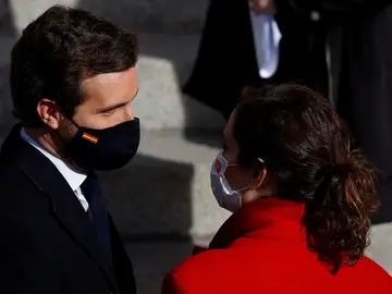Imagen de archivo del líder del PP, Pablo Casado y la presidenta de la Comunidad de Madrid, Isabel Díaz Ayuso. 