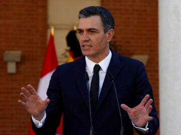 Pedro Sánchez en la comparecencia ante los medios tras la reunión