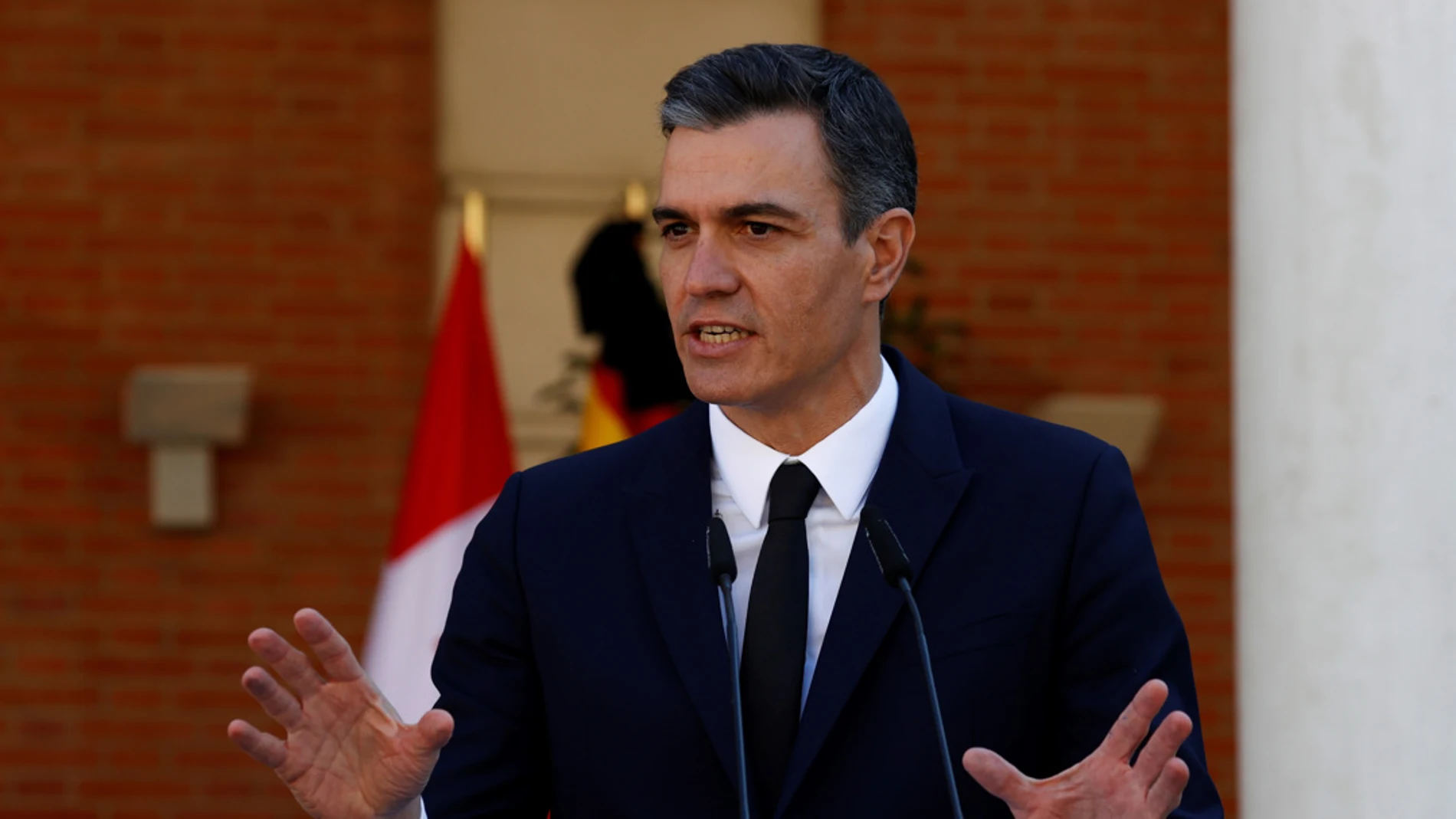 Pedro Sánchez en la comparecencia ante los medios tras la reunión