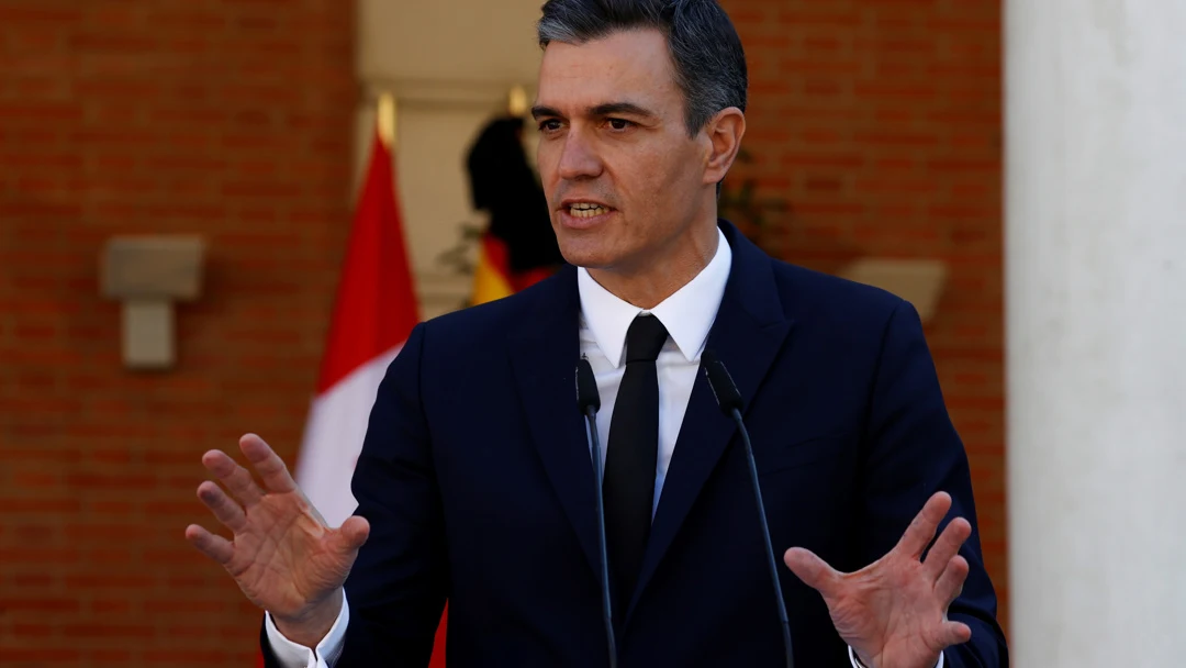 Pedro S&aacute;nchez en la comparecencia ante los medios tras la reuni&oacute;n