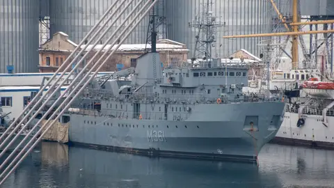 Barcos militares ucranianos en la bahía de la ciudad de Odesa, en una imagen de archivo Barcos militares ucranianos en la bahía de la ciudad de Odesa, en una imagen de archivo