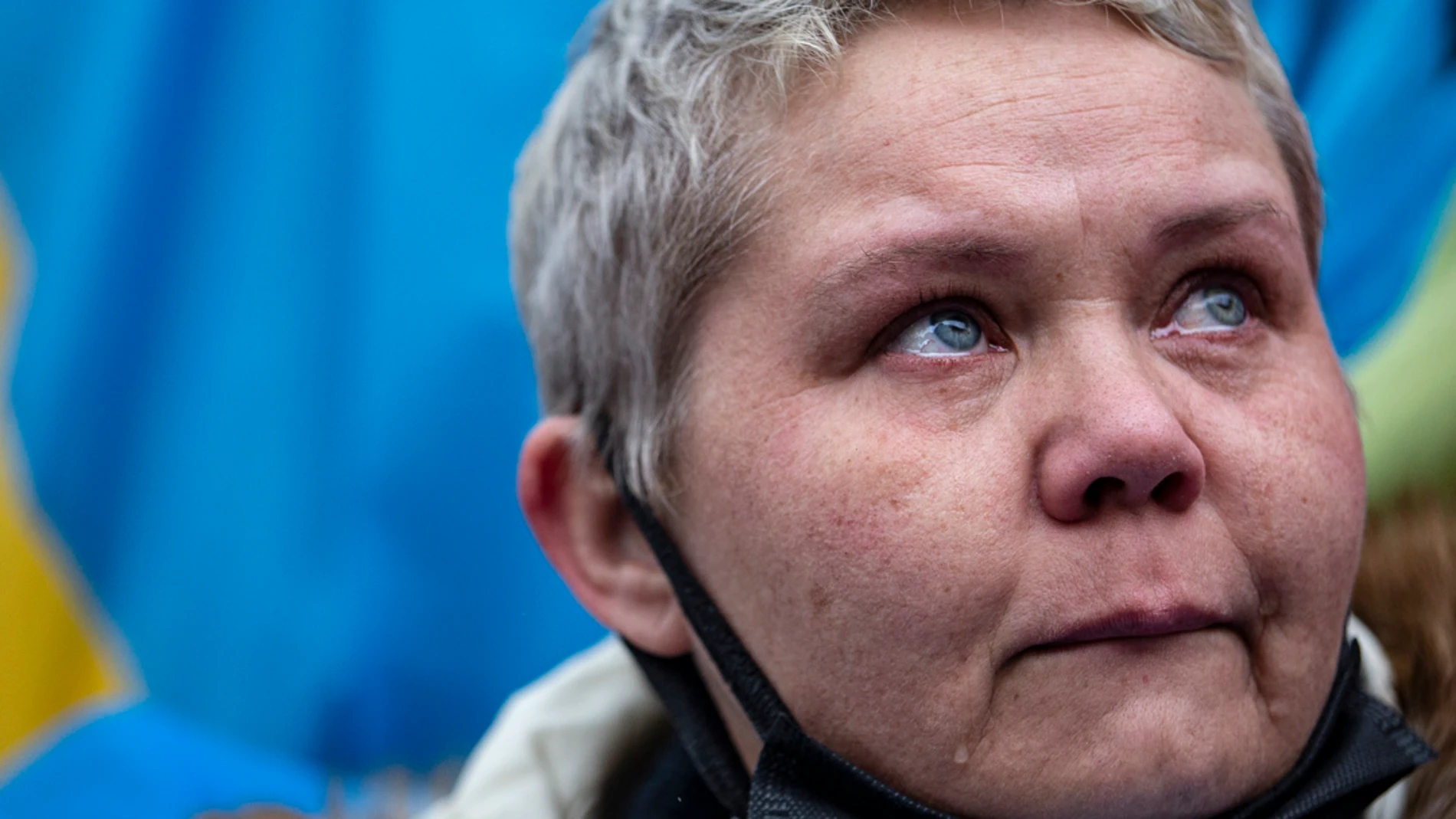 Una mujer durante una protesta contra Putin