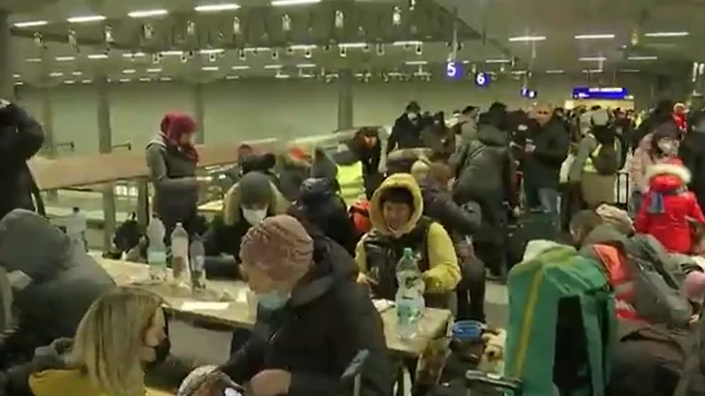 Los refugiados ucranianos buscan huir de la guerra. Los refugiados ucranianos buscan huir de la guerra.