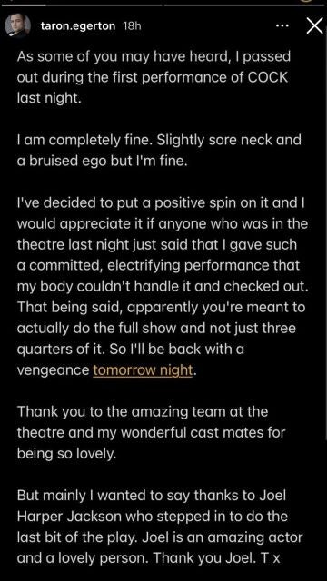 Instagram Storie de Taron Egerton