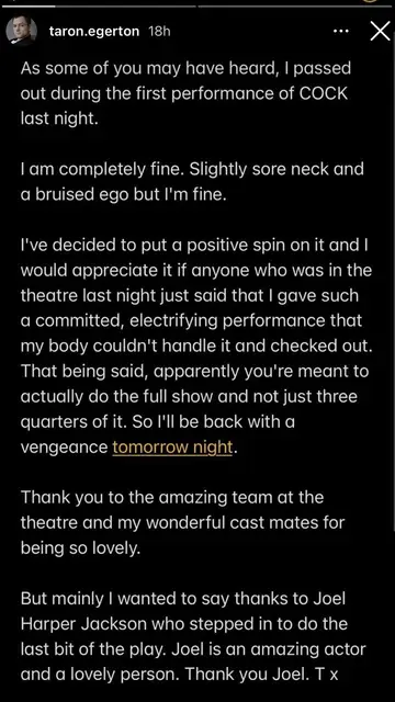 Instagram Storie de Taron Egerton Instagram Storie de Taron Egerton