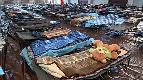 Imagen de un centro de refugiados en Polonia Imagen de un centro de refugiados en Polonia