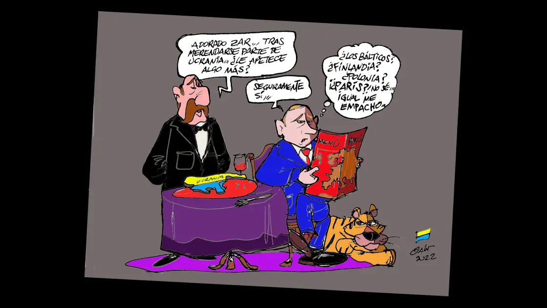 Vladimir Putin y su insaciable apetito de podre, en la viñeta gráfica de Alfredo Boto-Hervás Vladimir Putin y su insaciable apetito de podre, en la viñeta gráfica de Alfredo Boto-Hervás