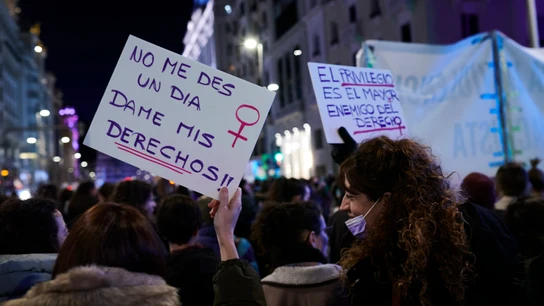 Imagen de archivo de una manifestación del 8M en Madrid Imagen de archivo de una manifestación del 8M en Madrid