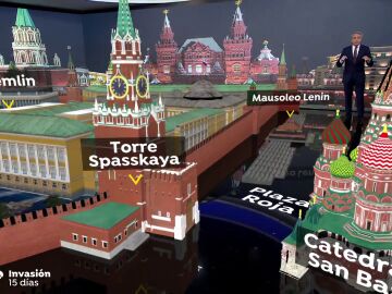 El informativo especial '15 días de invasión rusa' arranca con un plano en realidad aumentada de la Plaza Roja de Moscú