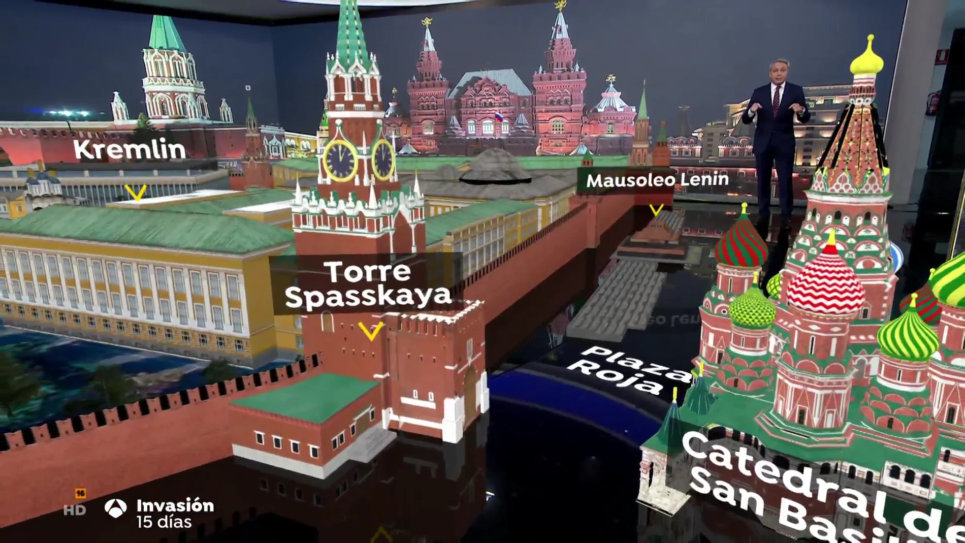 El informativo especial '15 días de invasión rusa' arranca con un plano en realidad aumentada de la Plaza Roja de Moscú
