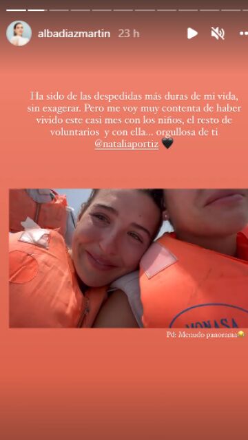 La despedida entre lágrimas de Alba Díaz tras su voluntariado 