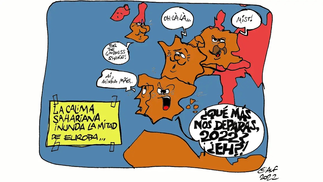 La calima sahariana que ha inundado la mitad de Europa, en la vi&ntilde;eta gr&aacute;fica de Alfredo Boto-Herv&aacute;s
