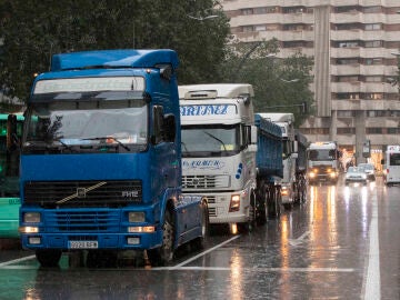 Imagen de la huelga de transportistas en España