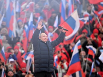 Vladimir Putin durante el aniversario de la anexión de Crimea a Rusia celebrado en Moscú