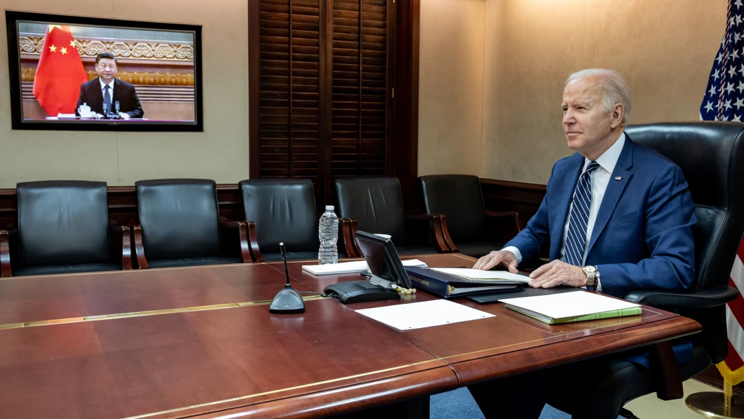 Biden durante su conversación con Xi Jinping Biden durante su conversación con Xi Jinping