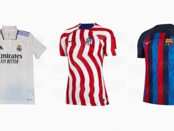 Las camisetas de Real Madrid, Barcelona y Atlético para 2022/23