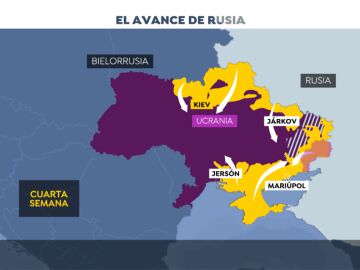 El avance de la ofensiva rusa en un mes de guerra