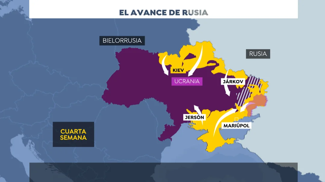 El avance de la ofensiva rusa en un mes de guerra