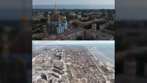 Mariúpol antes y después Mariúpol antes y después