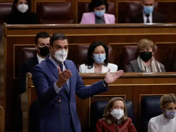 El presidente del Gobierno, Pedro Sánchez, interviene durante la sesión de control al Gobierno El presidente del Gobierno, Pedro Sánchez, interviene durante la sesión de control al Gobierno