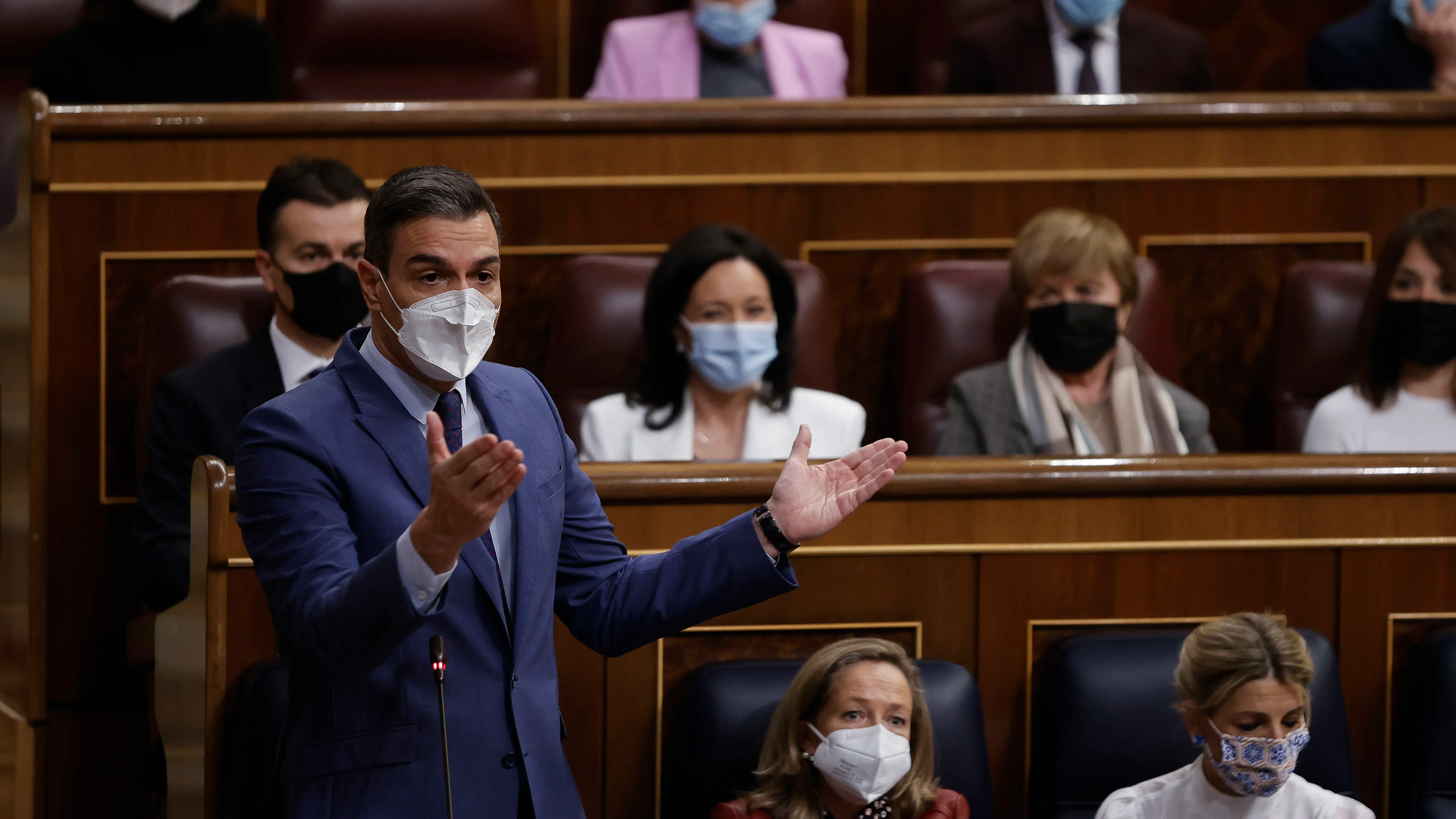 El presidente del Gobierno, Pedro S&aacute;nchez, interviene durante la sesi&oacute;n de control al Gobierno