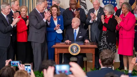 Joe Biden junto algunos de sus consejeros y secretarios de Estado Joe Biden junto algunos de sus consejeros y secretarios de Estado