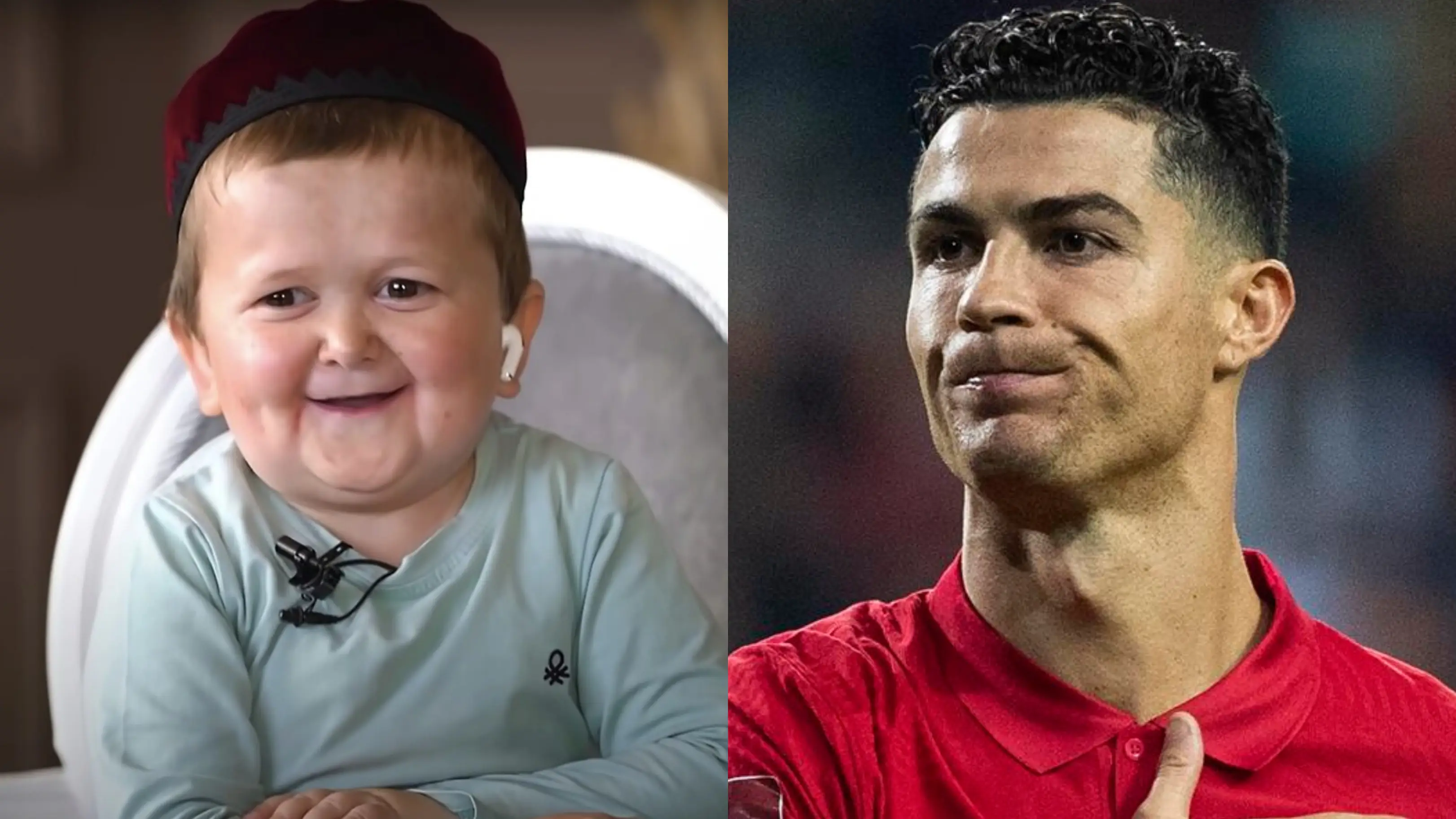 Hasbulla (i) y Cristiano Ronaldo
