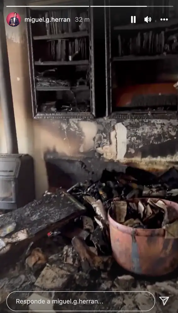 Miguel Herrán muestra cómo ha quedado su casa tras el incendio
