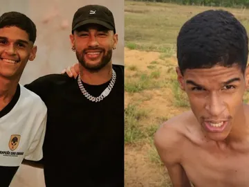 Iran Ferreira (i), junto a Neymar Jr y celebran un gol en Tiktok (d) Iran Ferreira (i), junto a Neymar Jr y celebran un gol en Tiktok (d)