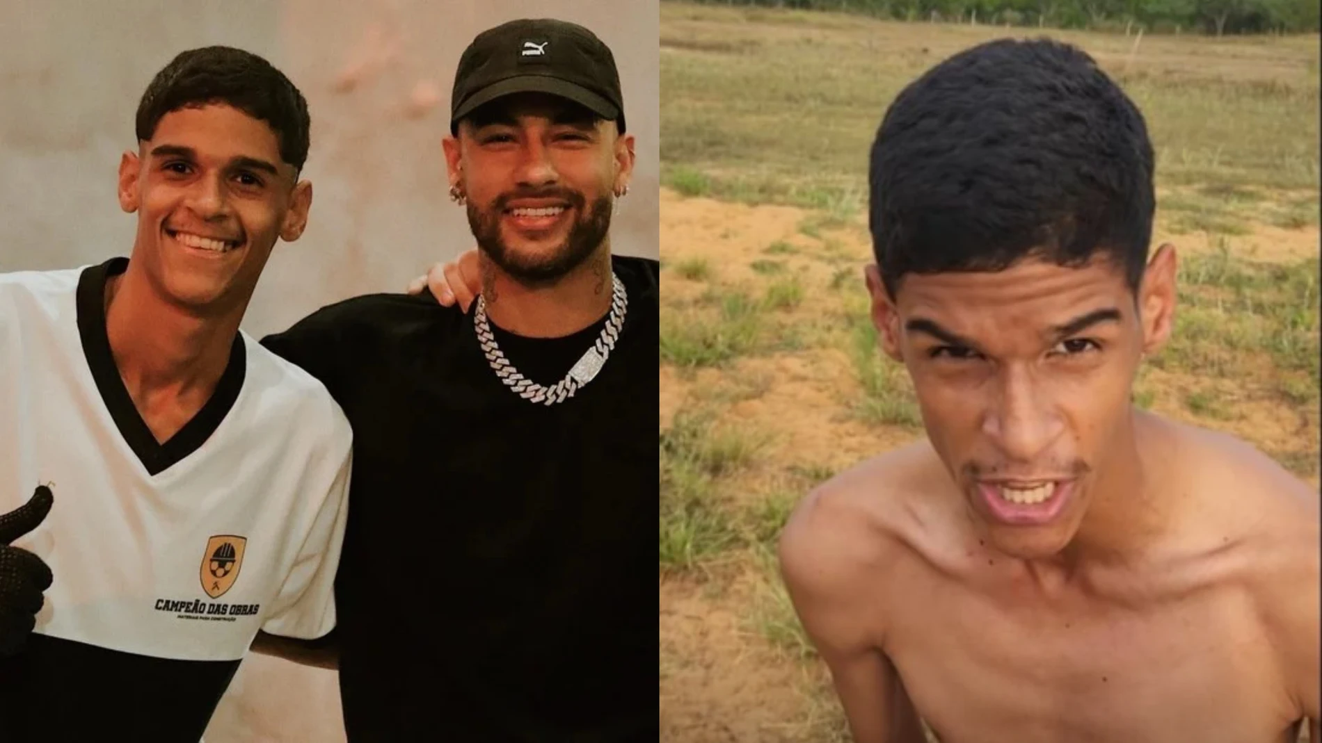Iran Ferreira (i), junto a Neymar Jr y celebran un gol en Tiktok (d) Iran Ferreira (i), junto a Neymar Jr y celebran un gol en Tiktok (d)