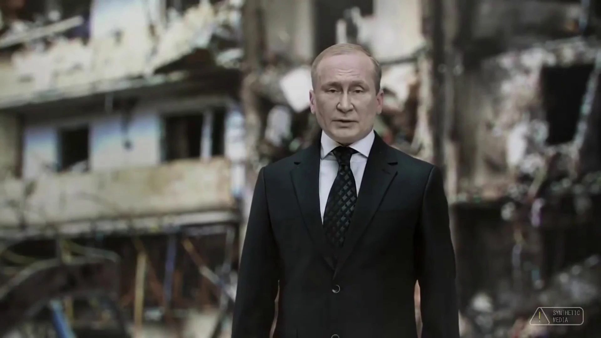 El v&iacute;deo falso de Putin en lugares devastados por los ataques rusos en Ucrania para denunciar las mentiras de Rusia