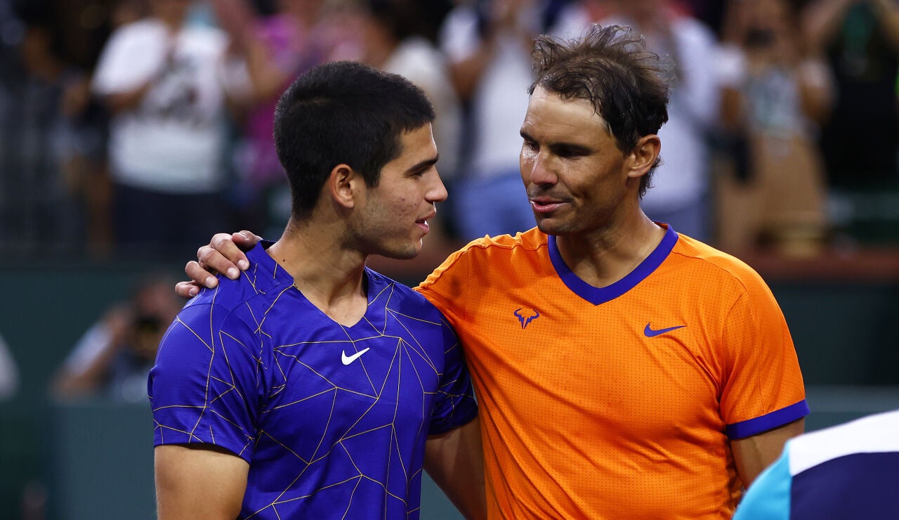 Rafa Nadal y Carlos Alcaraz en el Mutua Madrid Open