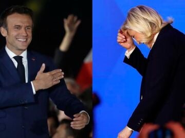 Emmanuel Macron y Marine Le Pen en la noche electoral en Francia