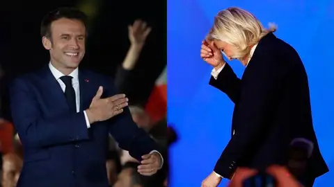 Emmanuel Macron y Marine Le Pen en la noche electoral en Francia