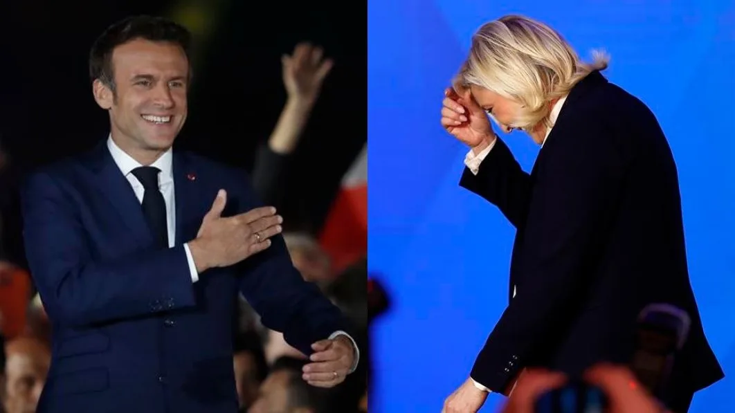 Emmanuel Macron y Marine Le Pen en la noche electoral en Francia