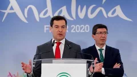 El presidente de la Junta de Andalucía, Juan Manuel Moreno, y su exvicepresidente, Juan Marín El presidente de la Junta de Andalucía, Juan Manuel Moreno, y su exvicepresidente, Juan Marín