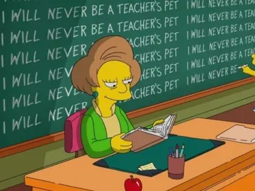 La señorita Edna Krabappel y Bart Simpson La señorita Edna Krabappel y Bart Simpson