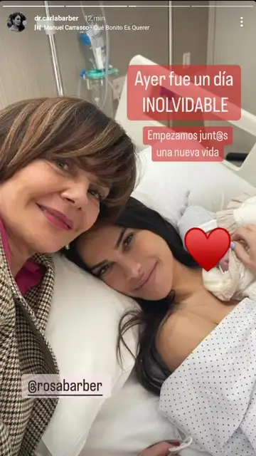 Carla Barber y su madre junto al pequeño Bastian Carla Barber y su madre junto al pequeño Bastian
