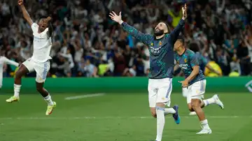 Los jugadores del Real Madrid celebran la remontada contra el Manchester City