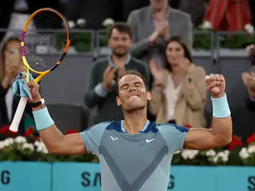 Nadal, tras ganar a Goffin en la Caja Mágica Nadal, tras ganar a Goffin en la Caja Mágica