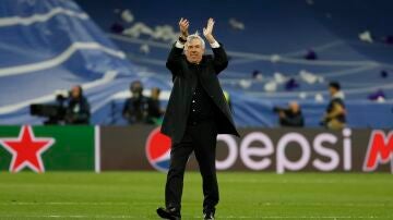 Ancelotti celebrando el pase a la final de la Champions League tras el partido contra el City
