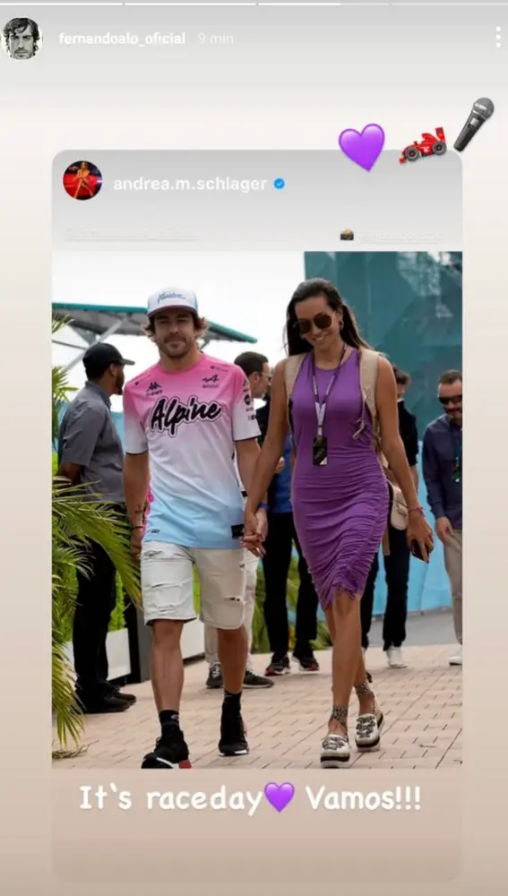 Fernando Alonso pasea con su novia Andrea Schlager