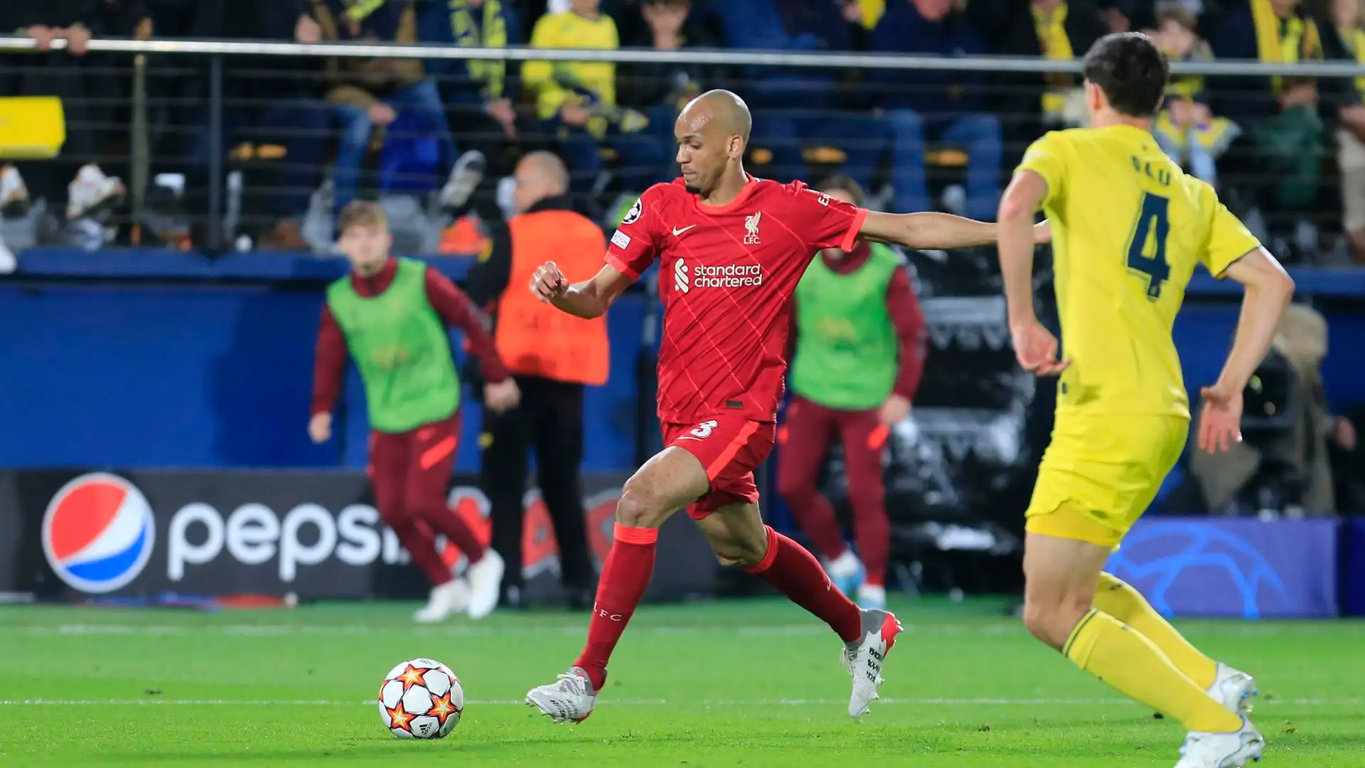 Fabinho, en el partido de Champions ante el Villarreal
