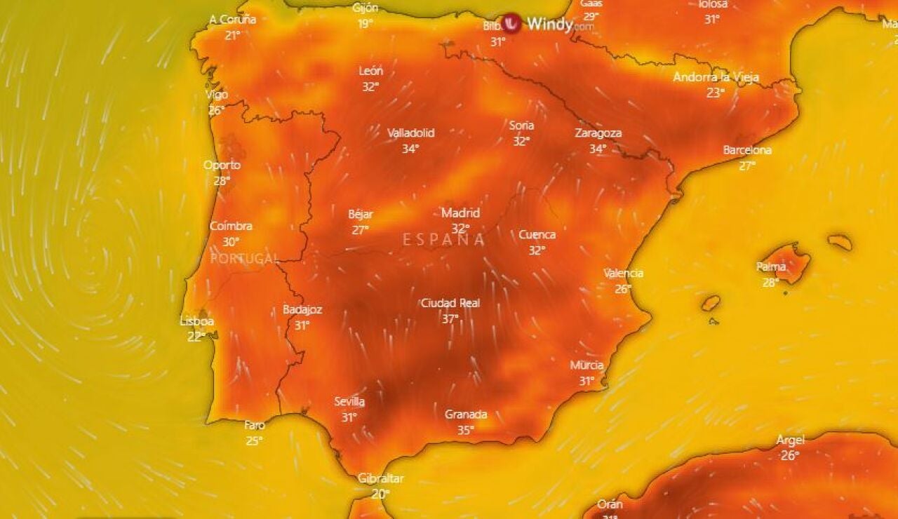 Mapa de calor por horas en España