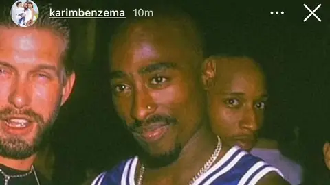 El 'story' de Benzema con Tupac en Instagram El 'story' de Benzema con Tupac en Instagram