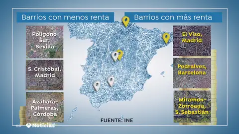 Estos son los barrios más pobres y más ricos de España Estos son los barrios más pobres y más ricos de España