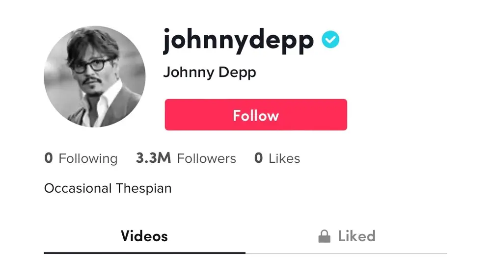 Perfil de Johnny Depp en Tiktok